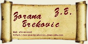 Zorana Breković vizit kartica